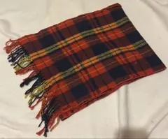 チェック柄マフラー 赤 ネイビー