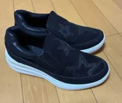 スター　ラメ　厚底スリッポン ブラック