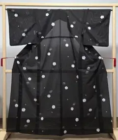 A5 夏物 水玉模様 紺色 白 小紋 正絹 薄物 絽 紗 着物 K338 - メルカリ
