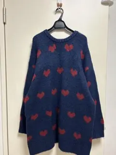forksy. フォルクシー　ネイビー ハート柄 ニットセーター 長袖