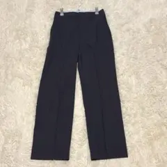 【INED】美品 麻混 ネイビーハイウエストスラックスパンツサイズ7（S相当）