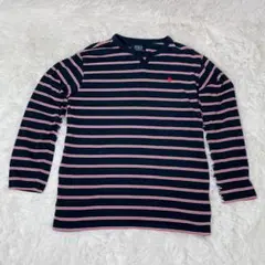 POLO 長袖 ボーダー M ネイビー ホース刺繍 ルームウェアのサムネイル
