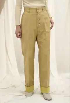 エイミーロウ　ハイウエスト ボタンフライ パンツ イエロー
