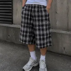 00s volcom check wide baggy shorts w32 L - メルカリ