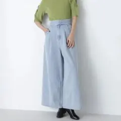 【美品】NATURAL BEAUTY BASIC ハイウエストタックデニムパンツ