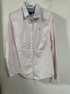 Tommy Hilfiger ピンクストライプ長袖シャツ レディースM