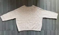 子供服 アイボリー ケーブルニットセーター 長袖　100