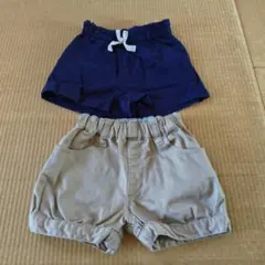 プチマイン(ネイビー)　無印良品(ベージュ)　ショートパンツ　80 ２枚セット