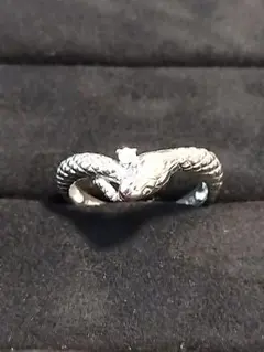 蛇リング ダイヤモンド × K10ホワイトゴールドリング・ツイン 