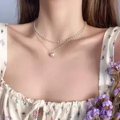 ♥️残りわずか♥️レディース　2連ネックレス　ゴールド　おしゃれ　人気　パール