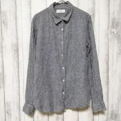 UNIQLO ユニクロ (M)　プレミアムリネン チェックシャツ　レディース