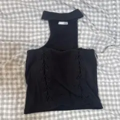 GYDA ブラック ハイネック タンクトップ