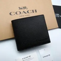 新作　新品　COACH　折り財布　メンズ　人気の小銭入れ付き