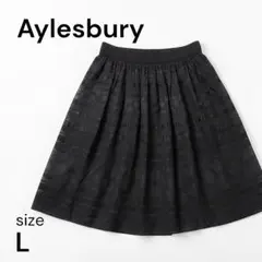 使用感有り【Aylesbury】スカート レース 裏地 ひざ丈 黒 ブラック L
