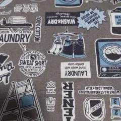 洗濯テーマのコットンプリント生地size108×70