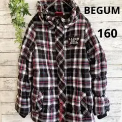 【BEGUM】☆キッズ☆コート☆ジャンバー☆アウター☆160☆チェック☆モコモコ