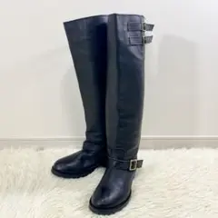 美品　ジミーチュウ　ロングブーツ　ワークブーツ　ブラック　レザー　35サイズのサムネイル