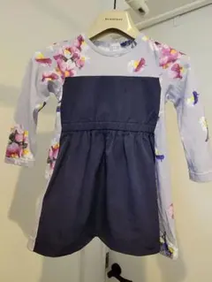 hakka baby 花柄ドッキング長袖ワンピース