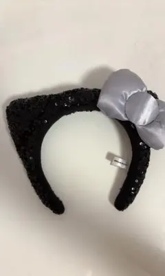 黒いスパンコール　カチューシャ　キティー　USJ