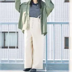 SamansaMos2blue新品タグ付き ワイドサロペット キナリ コットン