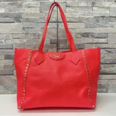 Samantha Thavasa レザー トートバッグ スタッズ付き 赤