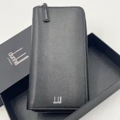 【極美品】ダンヒル カドガン ロゴ ラウンドジップ 長財布 革 ブラック 箱付き