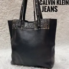 カルバンクラインジーンズ　ブラック　トートバッグ　スタッズ　金具ロゴ