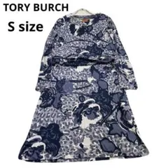 最高級　シルク100% TORY BURCH 総柄 長袖ワンピース 膝丈のサムネイル