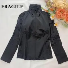 FRAGILEジップジャケット 38 ブラック ストレッチ コットン春秋アウターのサムネイル