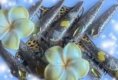 グリッター付きフラワーネイルチップ10個セット