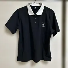 PLAYBOY 半袖ポロシャツ ブラック×ホワイト LLのサムネイル