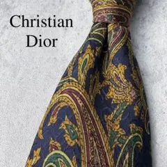 美品 Christian Dior ペイズリー柄 CD柄 ネクタイ ネイビー 紺のサムネイル