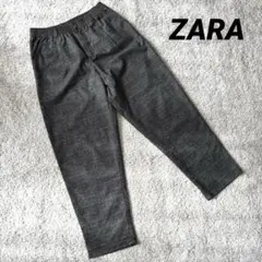【ZARA】ザラ カジュアルパンツ グレー チェック柄 ウエストゴム ポケット