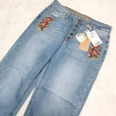 【新品】Desigual デシグアル バラ刺繍 ストレッチ デニム 定価1.7万のサムネイル