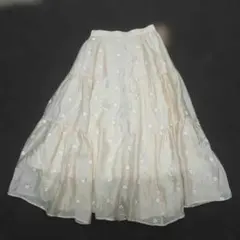 新品 REDYAZEL フレアスカート【Fサイズ】花柄刺繍 ロング 光沢あり