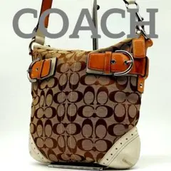 コーチ ショルダーバッグ シグネチャー キャンバス レザー ベルト サコッシュ