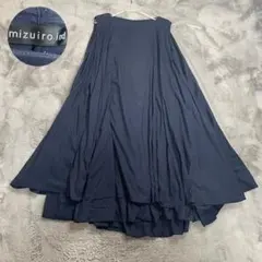 ミズイロインド ダブルヘム　ノースリーブ　ロング　ワンピース Fネイビー