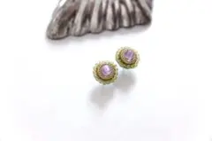395.ビーズ刺繍 刺繍ピアスイヤリング 金具選択可能 小粒刺繍のサムネイル