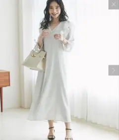 【最強愛されワンピース】ドットプリントドロストスリーブワンピース