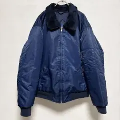 【XL】90s b-15 フライトジャケット 襟ボア ネイビー