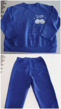 110cm UNIQLOすみっコぐらし 長袖パジャマ 上下セット ブルー