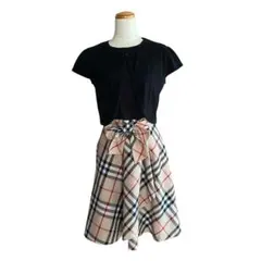 BURBERRY バーバリー/ノースリーブワンピース 黒×チェック柄 160A