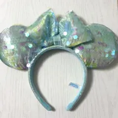 ディズニー カチューシャ スパンコール ミントグリーン 水色