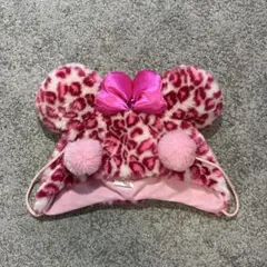 【ディズニー】ミニー ヒョウ柄 ファンキャップ ピンク帽子