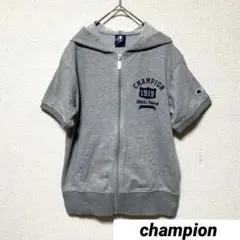 ୨୧ チャンピオン 160 半袖ジップパーカー キッズ 重ね着 フーディー