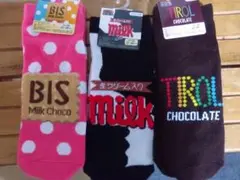 チロルチョコ柄　 くつ下 3足セット