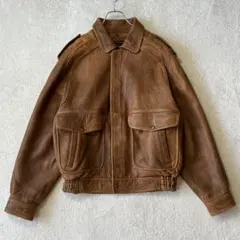 90’sヴィンテージ｜A-2フライトジャケット レザー羊革 ジップアップ 茶
