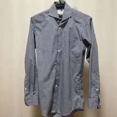 ORIHICA ネイビー チェック柄 ワイシャツ S