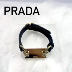 ★プラダ レザー 時計モチーフ ブレスレット バングル ブラック レザー★ 好きしか知らない 1)（PRADA）（アクセサリー素材：本革）の