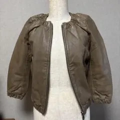 【LANDWARDS】ラムレザージャケット バルーンスリーブ ブラウン 羊革